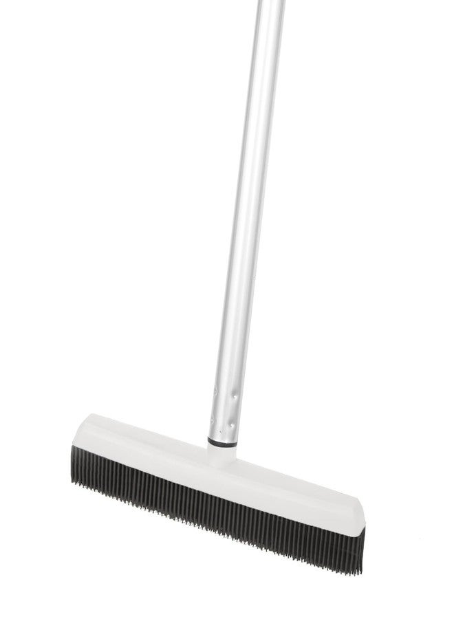 Superio Rubber Bristle Broom for Floors Salon Broom, Rubber Squeegee Broom, Rug Broom, Rubber Rake for Human Hair, Pet Hair, Fur, Lint, Liquid, with 3-Part Handle, Grey - Image 1