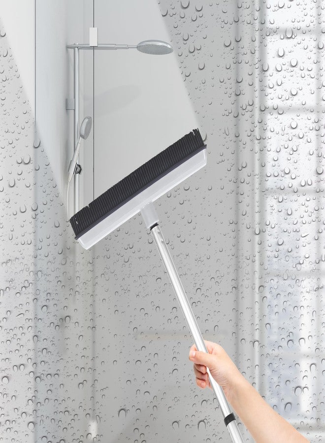Superio Rubber Bristle Broom for Floors Salon Broom, Rubber Squeegee Broom, Rug Broom, Rubber Rake for Human Hair, Pet Hair, Fur, Lint, Liquid, with 3-Part Handle, Grey - Image 3