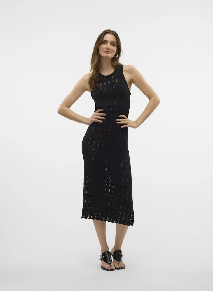 VERO MODA Crew Neck Calf Dress
