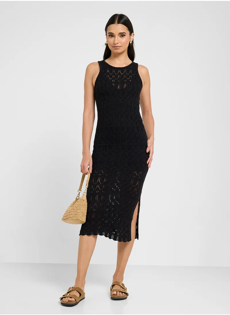 فيرو مودا Crew Neck Calf Dress