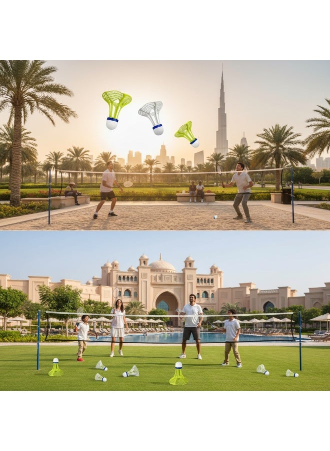 طقم 6 قطع من ريشة الريشة المقاومة للرياح | كرات تنس الريشة عالية المرونة للتدريب الرياضي | متينة للاستخدام في الحدائق والشواطئ والمدارس والألعاب العائلية (أبيض وأصفر) - Image 3