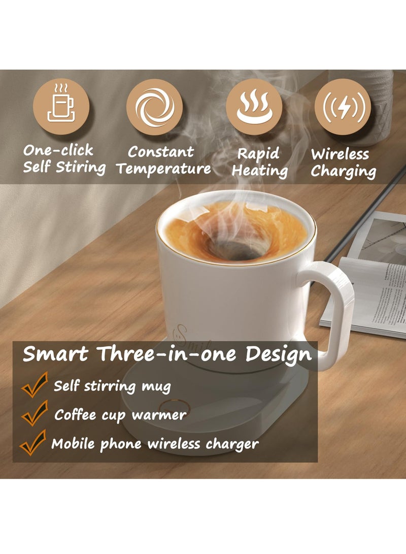 KASTWAVE إبريق قهوة دافئ، إبريق قهوة خلط ذاتي، مجموعة إبريق قهوة دافئ، إبريق ذكي، إبريق تحكم في درجة الحرارة مع شاحن لاسلكي للمكتب، المنزل، المكتب، 10.5 أونصة إبريق قهوة كهربائي رائع (أبيض) - Image 5