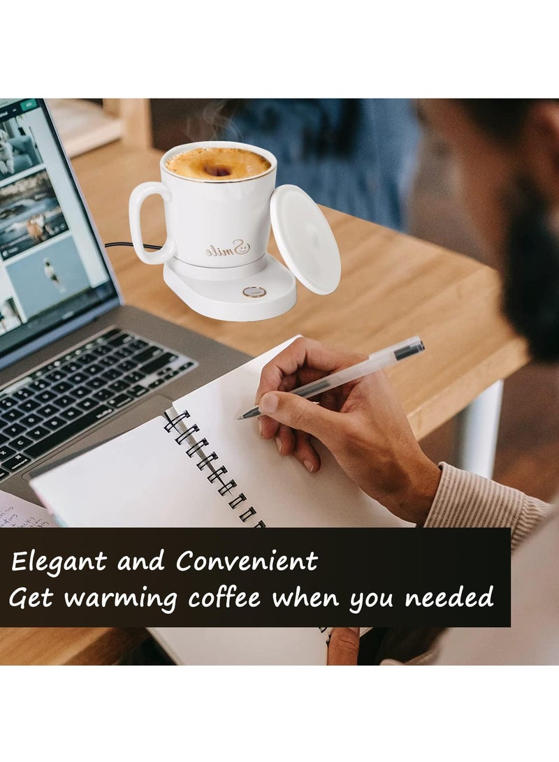 KASTWAVE إبريق قهوة دافئ، إبريق قهوة خلط ذاتي، مجموعة إبريق قهوة دافئ، إبريق ذكي، إبريق تحكم في درجة الحرارة مع شاحن لاسلكي للمكتب، المنزل، المكتب، 10.5 أونصة إبريق قهوة كهربائي رائع (أبيض) - Image 4