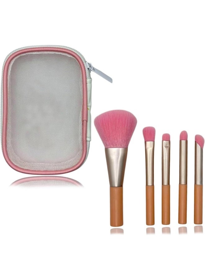 MOMENT 5Pcs Makeup Brushes, Travel Brush Set With Pouch-Professional Grade Makeup Brush Set Durable Handles For Face & Eyes  - Image 1