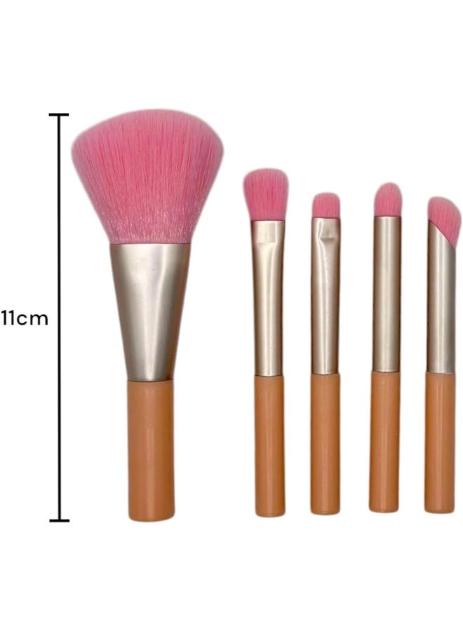 MOMENT 5Pcs Makeup Brushes, Travel Brush Set With Pouch-Professional Grade Makeup Brush Set Durable Handles For Face & Eyes  - Image 3