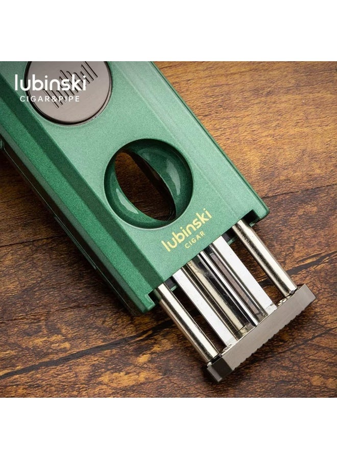 Lubinski 2 Jet Flame Cigar Lighter Refillable Metal Windproof Lighter with Needle Tool & Fuel Window, Outdoor Lighter for BBQ, Camping Grey (Without Gas) - Image 3