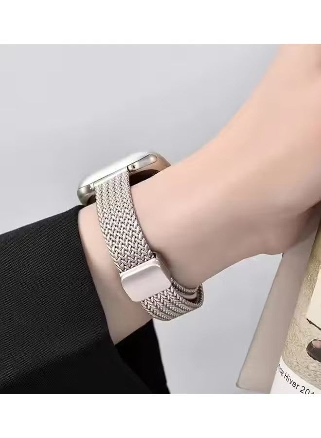 سوار ساعة أبل متوافق مع مقاسات 42 مم، 44 مم، 45 مم، 49 مم، للرجال والنساء، سوار معدني مغناطيسي من الفولاذ المقاوم للصدأ متوافق مع ساعات أبل من السلسلة 10، 9، 8، 7، 6، 5، 4، 3، 2، 1، SE، ستارلايت (فضي). - Image 2