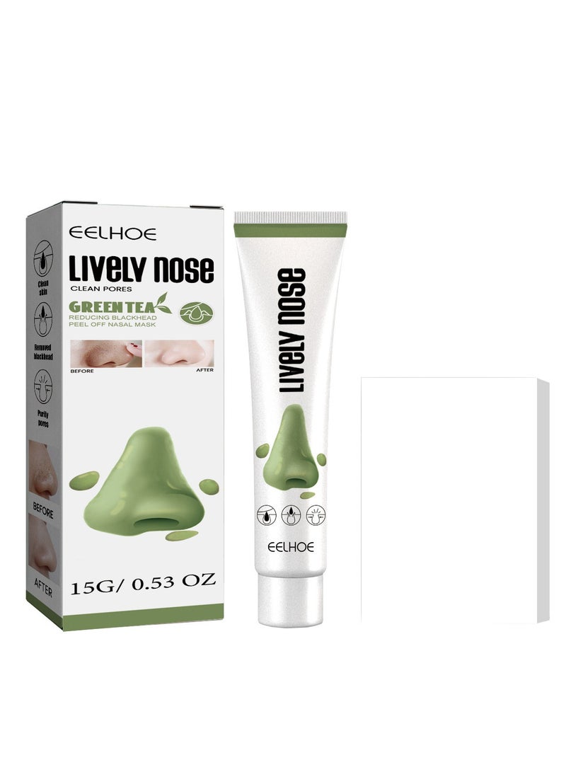 إيلهو الشاي الأخضر مزيل الرؤوس السوداء كريم ، تنظيف عميق للعناية بالبشرة أقنعة تقشير ، قناع الطين الأسود بالفحم المنقي العميق للتحكم في الزيت ، تطهير عميق للمسام ، تفتيح لجميع أنواع البشرة 15 جرام + 40 قطعة شرائط الأنف - Image 1