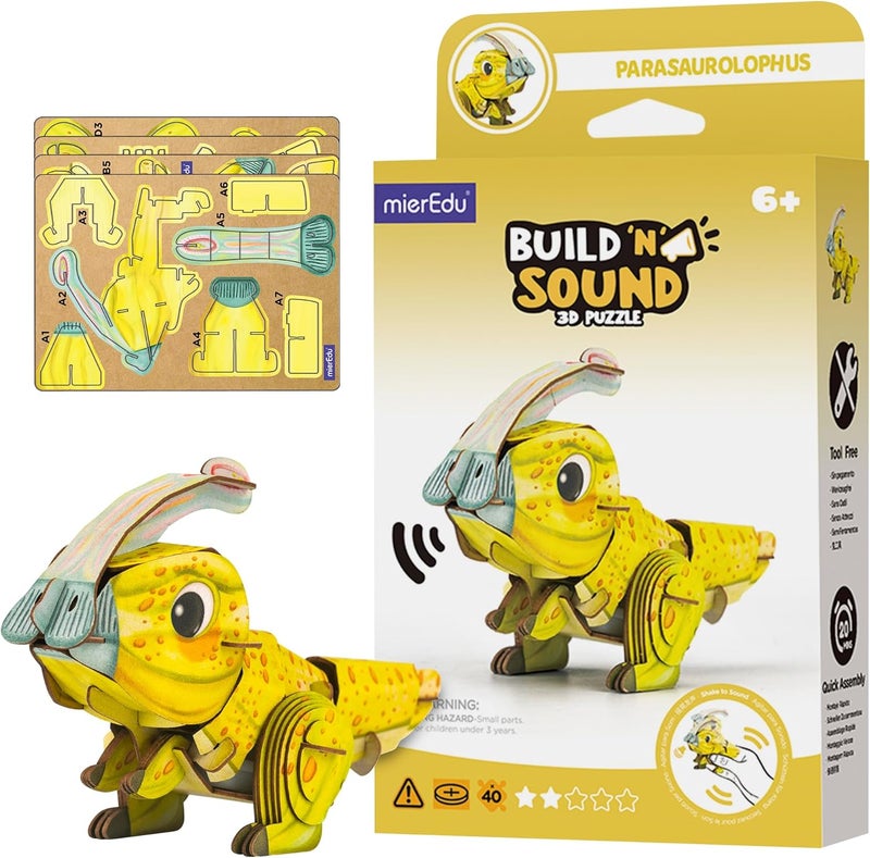 MierEdu Storage transit efficiency build mierEdu - Soundwunder 3D Puzzle Parasaurolophus - Interactive 3D Puzzle with Sound Module - Educational Toy for Children from 6 Years, Easy to Assemble Varied global sizing picks - Image 1