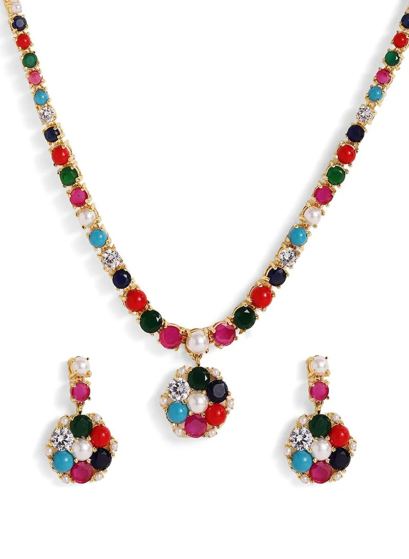Priyaasi Stone Studded Beaded Layered Necklace