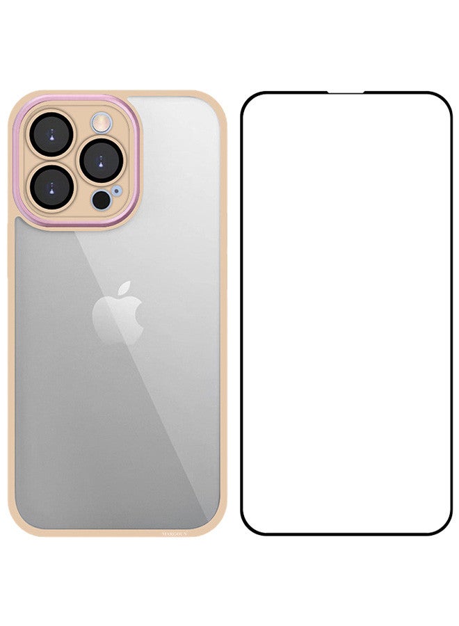CATANES 2 Pack for iPhone 13 Pro Max Clear Case Cover and Screen Protector Shockproof Silicone Bumper Frame and Anti Drop Raised Camera Lens Protection Sand Pink  - Image 2