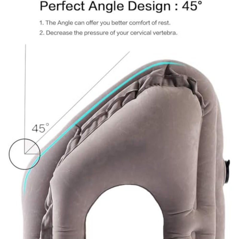 Air-plane Inflatable Travel Pillow, Multi-functional Inflatable Cushion Comfortable Huggable Travel Pillow, Support Head and Lumbar, Used for Airplane, Car, Bus and Office Grey - Image 2