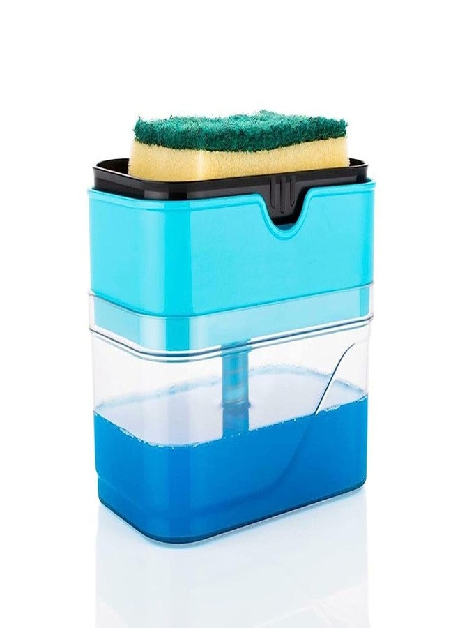 RIOMAX 2 in 1 Liquid Soap Dispenser for Dishwasher Liquid Holder/Sponge Holder/Bathroom Soap Dispenser, Liquid Dispenser Through Pump (Multi-Color, 400 ML) with Sponge (Rectangular) - Image 1