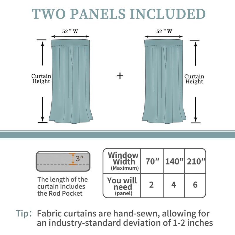 BGment Rod Pocket and Back Tab Blackout Curtains for Bedroom - Thermal Insulated Room Darkening Curtains for Living Room  2 Window Curtain Panels (52 x 63 Inch  Classic Blue) - Image 2