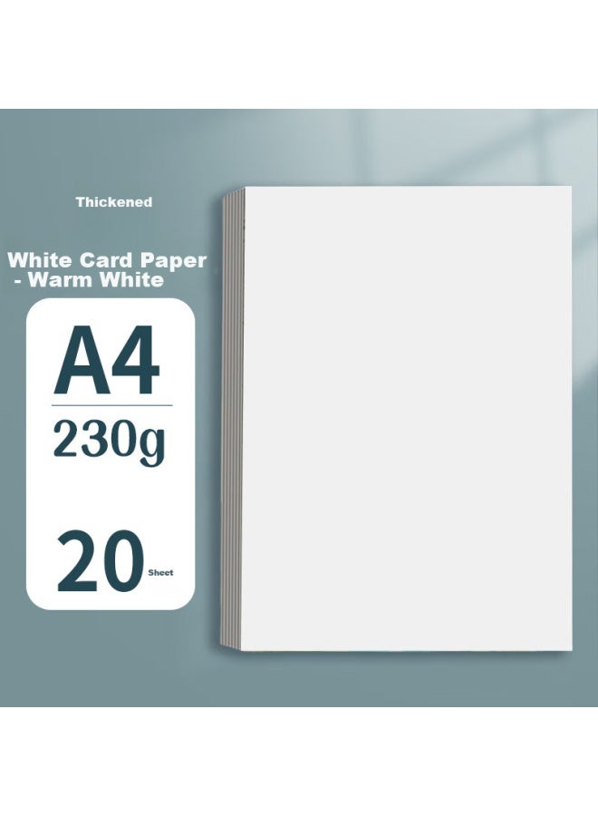 Surada White Cardstock, 20 Sheets A4, Thick White Cardboard, Diy Craft Paper, Drawing Paper, Art Paper, Children's Kindergarten Paper Cutting, 230g White Cardboard Diy225, Sketching, Marker Drawing - Image 1
