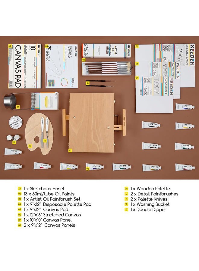 MEEDEN Oil Painting Kit, Painting Sets with Sketch Easel Box, Professional Art Paint Supplies Kit with Paint Brushes, Palette Knives, Canvases for Painting Supplies for Adults - Image 2