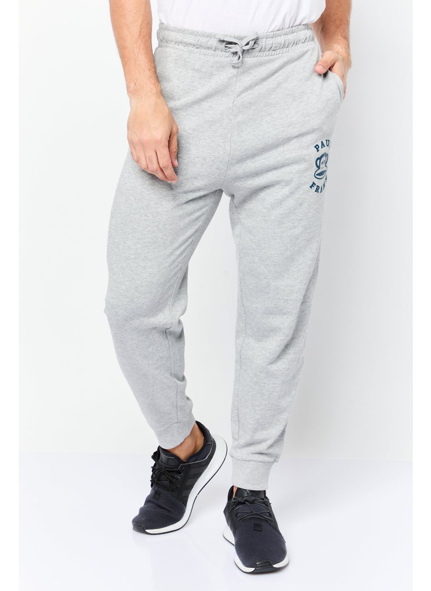 Paul Frank Men Regular Fit Brand Logo Jogger Pants, Grey  - Image 1