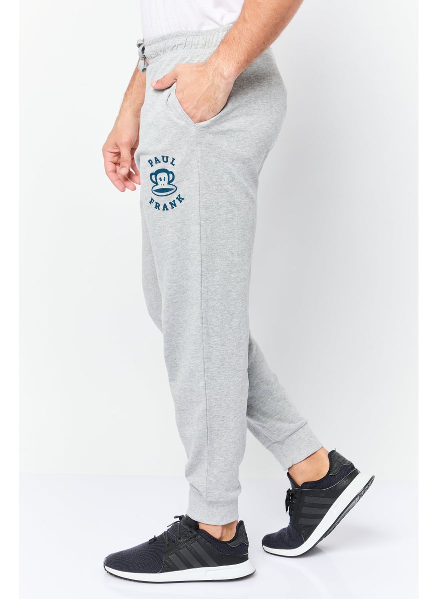 Paul Frank Men Regular Fit Brand Logo Jogger Pants, Grey  - Image 3