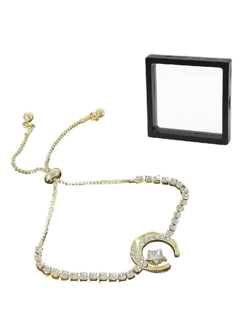 Ramadan Gift Gold moon Bracelets for Women Bangle Bracelets Cubic Zirconia Stainless Steel Bracelet Jewelry - Image 1