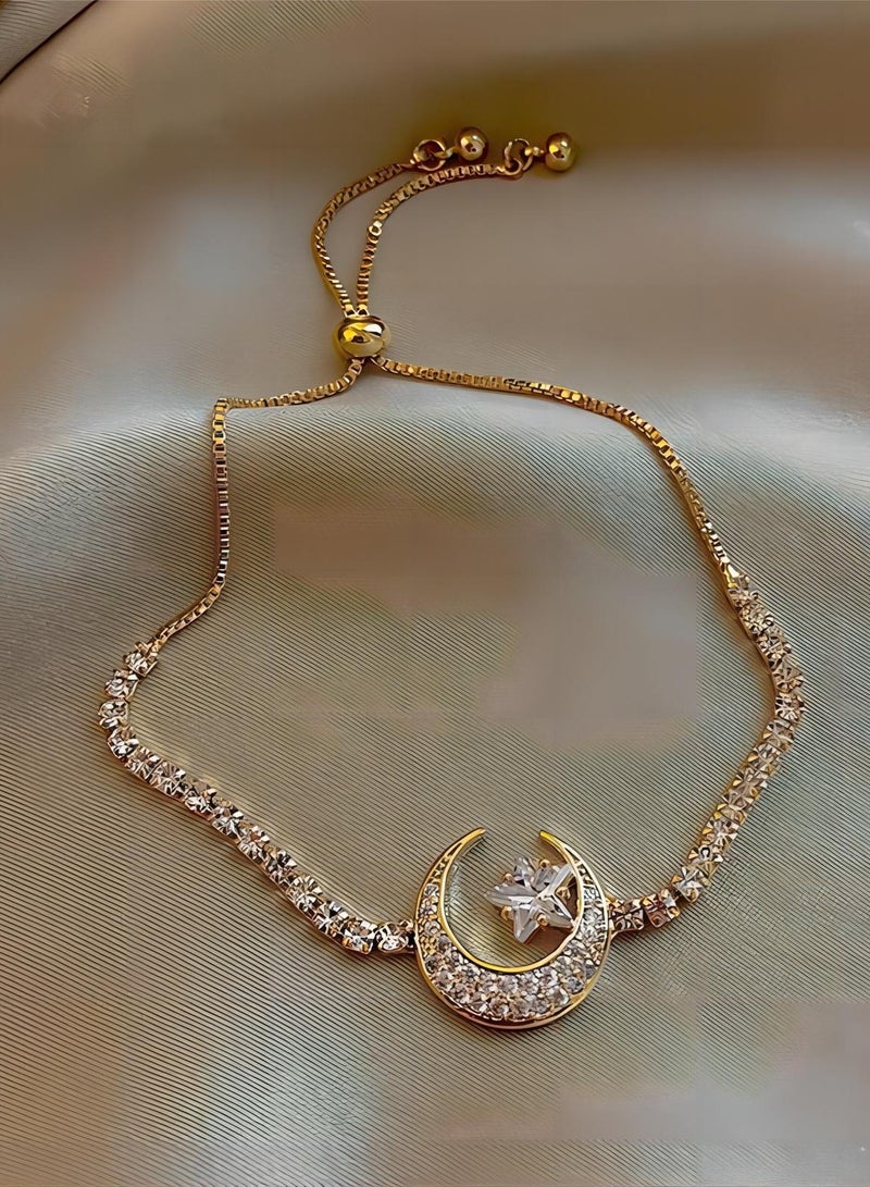 Ramadan Gift Gold moon Bracelets for Women Bangle Bracelets Cubic Zirconia Stainless Steel Bracelet Jewelry - Image 3