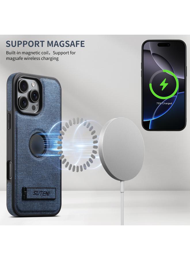 Suteni Case For iPhone 15 Pro Max G2 Holder Denim Leather Back MagSafe Phone Case - Image 3