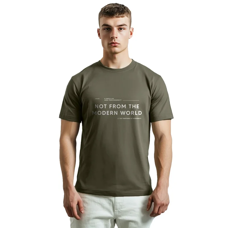 NOBERO Men's Olive Green Graphic Print T-Shirt
