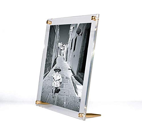Wexel Art إطار صور عائم من أكريليك شفاف 8x10" مع تجهيزات ذهبية لعرض الفن والصور - Image 1