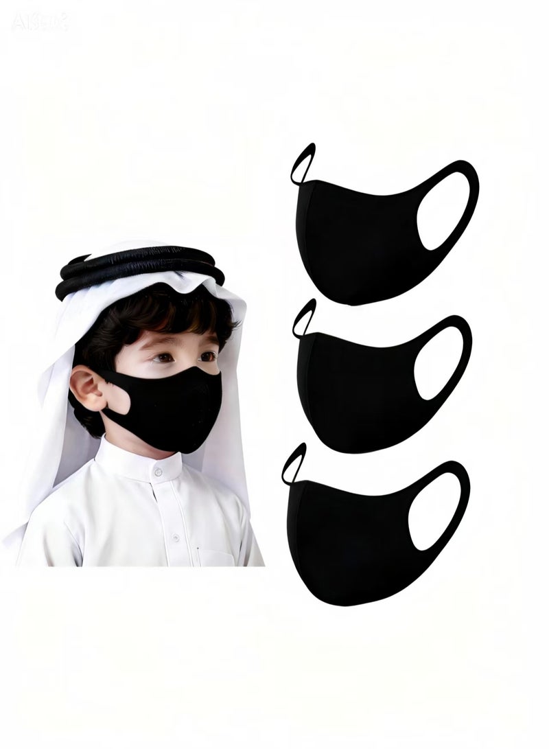 ChenDa Set of 3 Kids Reusable Breathable Cloth Cotton Mask Set, 3D Ice Silk Washable Face Mask, Dustproof, Anti-UV, Dustproof, Anti-Fog, Anti-Pollen, Suitable for Cycling, Camping, Traveling, and Sports - Image 1