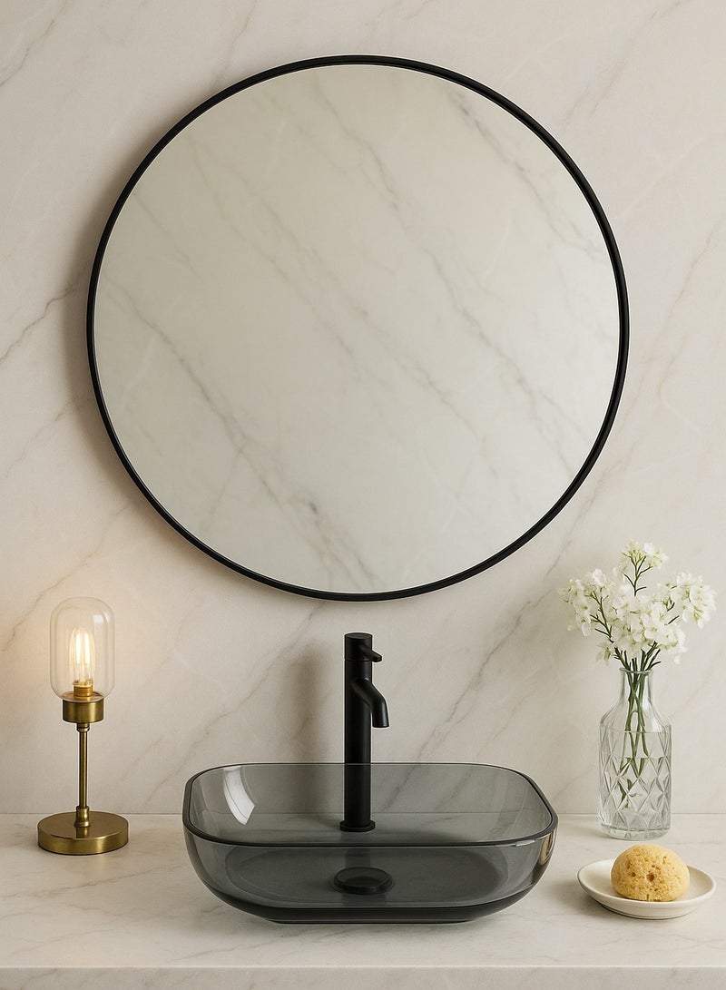 Glass Corner Circular Mirrors 60 - Black - Image 3