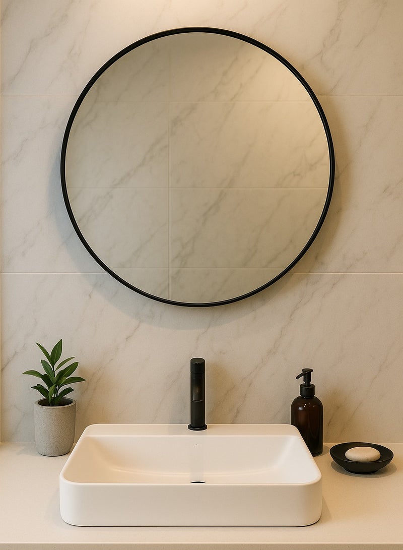 Glass Corner Circular Mirrors 60 - Black - Image 1