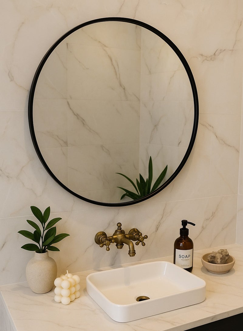 Glass Corner Circular Mirrors 60 - Black - Image 4