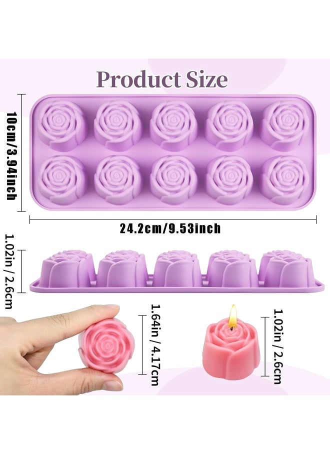 قالب شوكولاتة على شكل وردة، قطعتان، 20 قالب سيليكون على شكل وردة، مناسب للشوكولاتة والحلوى ومكعبات الثلج والصمغ والجيلي والشموع والصابون - Image 2