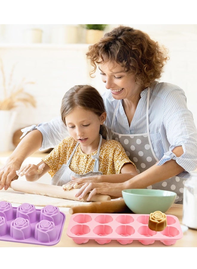 قالب شوكولاتة على شكل وردة، قطعتان، 20 قالب سيليكون على شكل وردة، مناسب للشوكولاتة والحلوى ومكعبات الثلج والصمغ والجيلي والشموع والصابون - Image 5