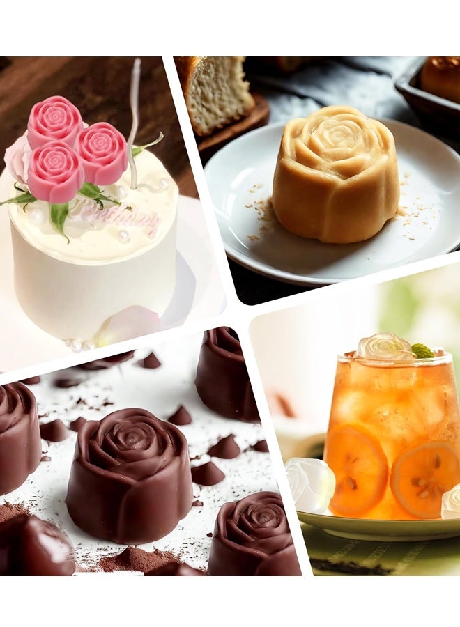 قالب شوكولاتة على شكل وردة، قطعتان، 20 قالب سيليكون على شكل وردة، مناسب للشوكولاتة والحلوى ومكعبات الثلج والصمغ والجيلي والشموع والصابون - Image 4