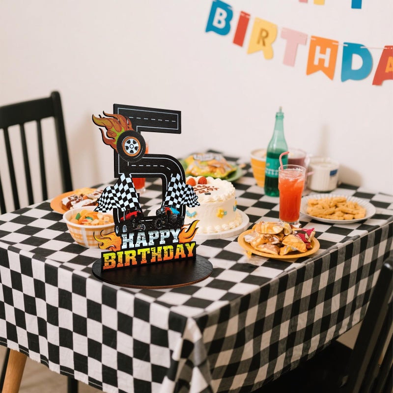 Lcoor Truck Birthday Number Sign Centerpiece, Truck Wooden Decoration Photo Props for Truck Birthday Decorations (5th) - Image 4