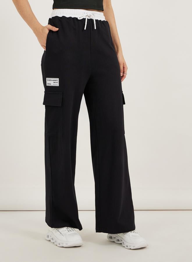 ستايلي بنطلون جوجر ستايلي بخصر متباين وحبل سحب - Image 3