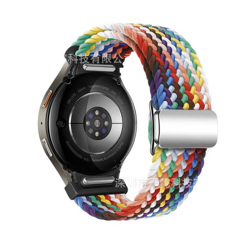 Adjustable Loop Strap Smartwatch Band Compatible with Samsung Galaxy Watch 7 with Fit Replacement Strap in Nylon in Black - Image 1