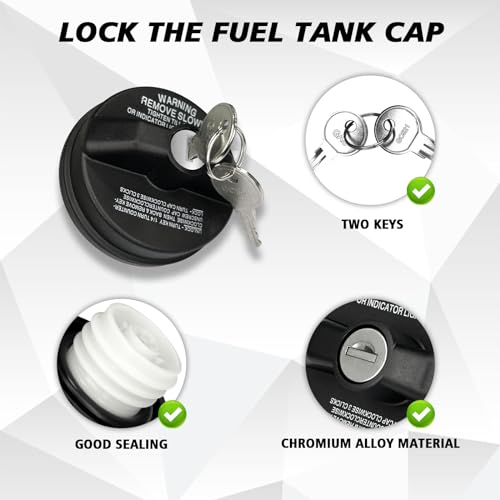 Hirificing Locking Gas Cap Fuel Tank with Key, Gas Cap Lock Locking Fuel Cap Cover Compatible with Toyota 4Runner, Chevy Silverado 1500 2500 3500, Nissan GMC Honda Subaru Buick #10504 77300-47020 - Image 3
