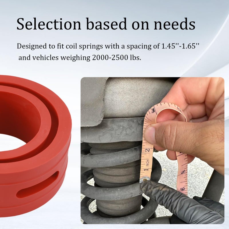 YGDMD 2PCS Coil Spring Spacers for Cars with 6 Ties,Rubber Coil Spring Spacers for 1.45''-1.65'' Sprung Distance,Heavy Duty Car Accessories for Front&Rear Shock Absorber Protection - Image 4