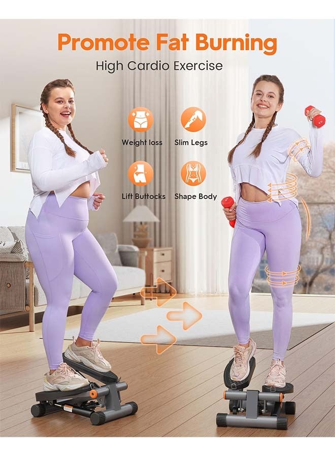 Steppers for Exercise, Stair Stepper with Resistance Bands, Mini Stepper with 300LBS Loading Capacity, Hydraulic Fitness Stepper with LCD Monitor