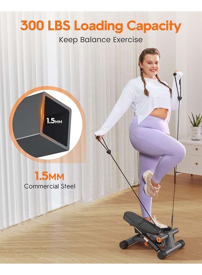 Steppers for Exercise, Stair Stepper with Resistance Bands, Mini Stepper with 300LBS Loading Capacity, Hydraulic Fitness Stepper with LCD Monitor