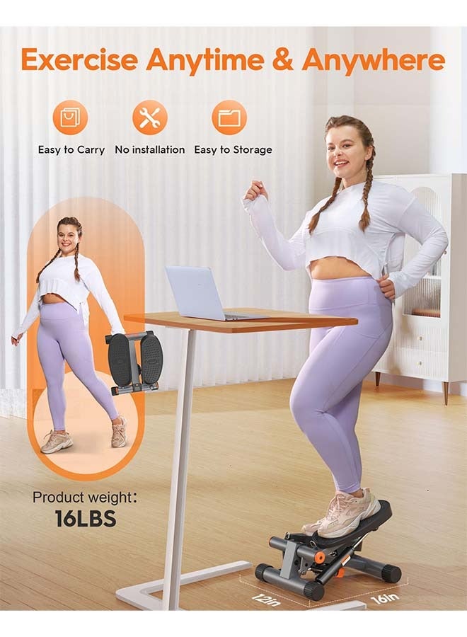 Steppers for Exercise, Stair Stepper with Resistance Bands, Mini Stepper with 300LBS Loading Capacity, Hydraulic Fitness Stepper with LCD Monitor