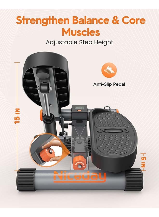 Steppers for Exercise, Stair Stepper with Resistance Bands, Mini Stepper with 300LBS Loading Capacity, Hydraulic Fitness Stepper with LCD Monitor