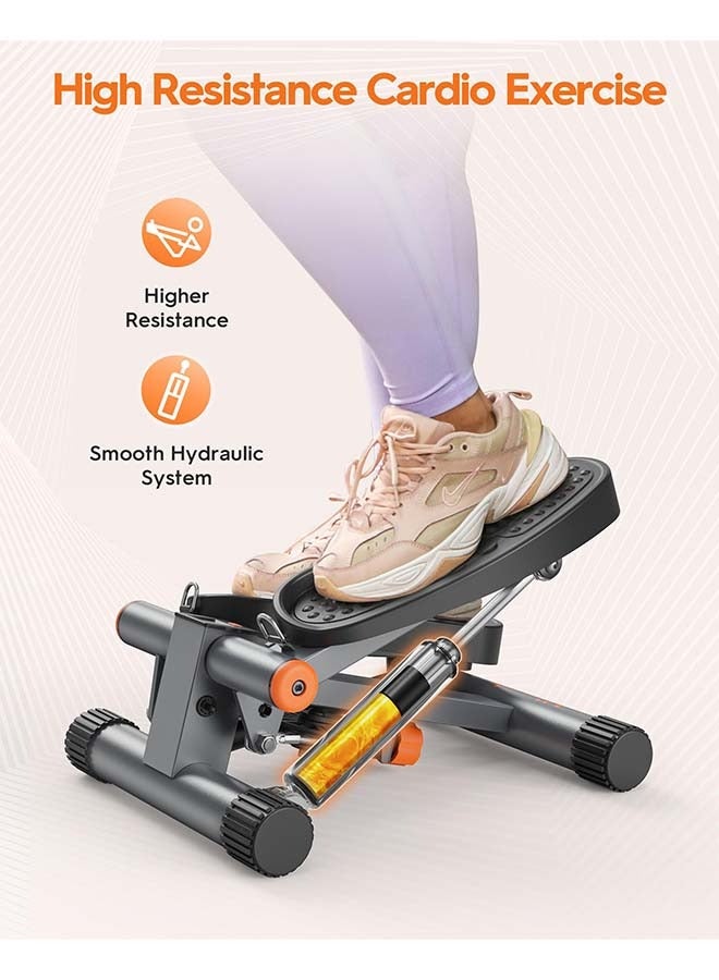 Steppers for Exercise, Stair Stepper with Resistance Bands, Mini Stepper with 300LBS Loading Capacity, Hydraulic Fitness Stepper with LCD Monitor