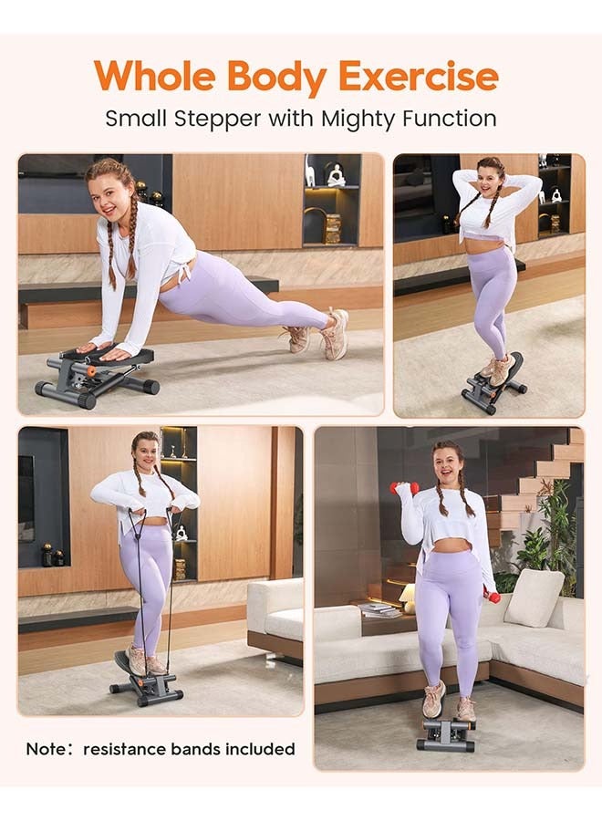 Steppers for Exercise, Stair Stepper with Resistance Bands, Mini Stepper with 300LBS Loading Capacity, Hydraulic Fitness Stepper with LCD Monitor