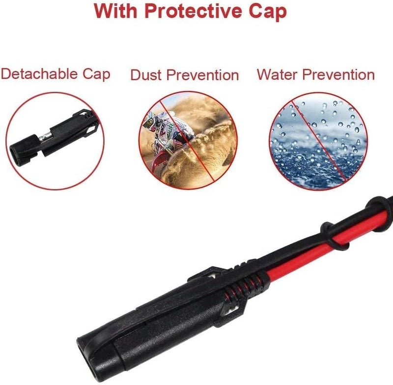 SPARKING (3PACK)1.5FT 12V Battery Alligator Clip to SAE 2Pin Quick Disconnect Cable SAE to Battery Clamp Cable 7.5A Fuse - Image 5