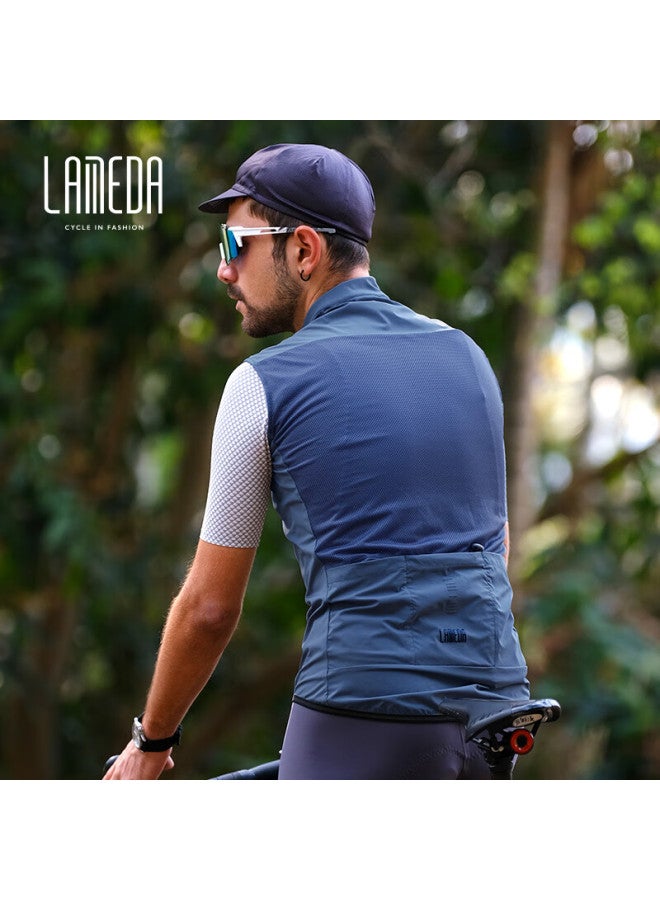 Lampada Lanpada Bicycle Road Bike Cycling Vest, Spring And Summer Quick-dry Cycling Jersey, Windproof Vest For Men And Women, Smog Blue, XL - Image 2