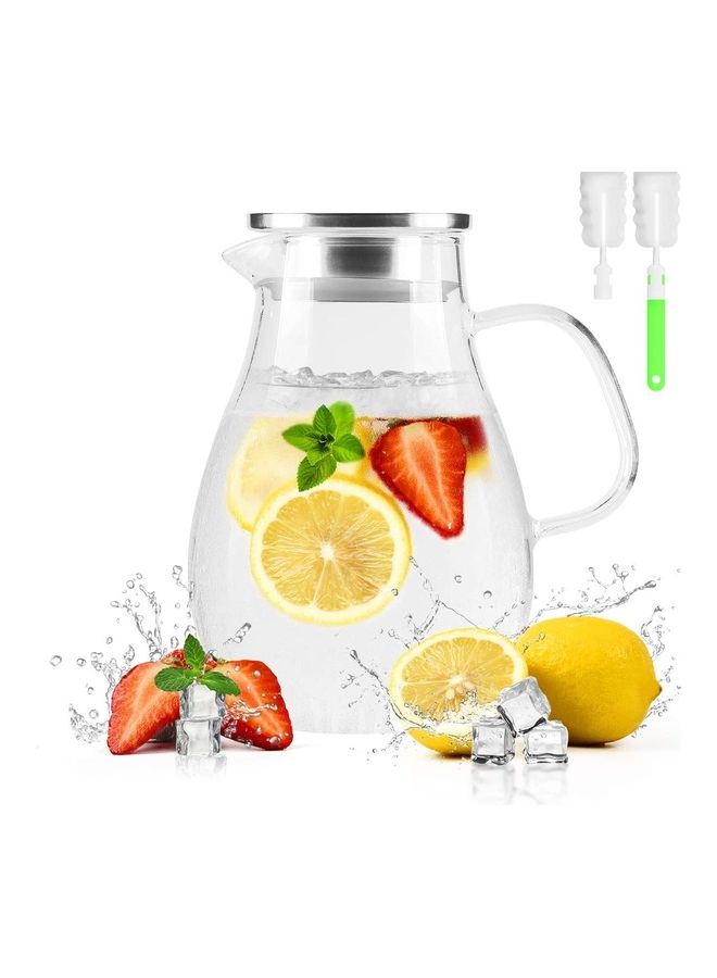 NIBEMINENT Glass Jug With Brush Clear/Silver - Image 1