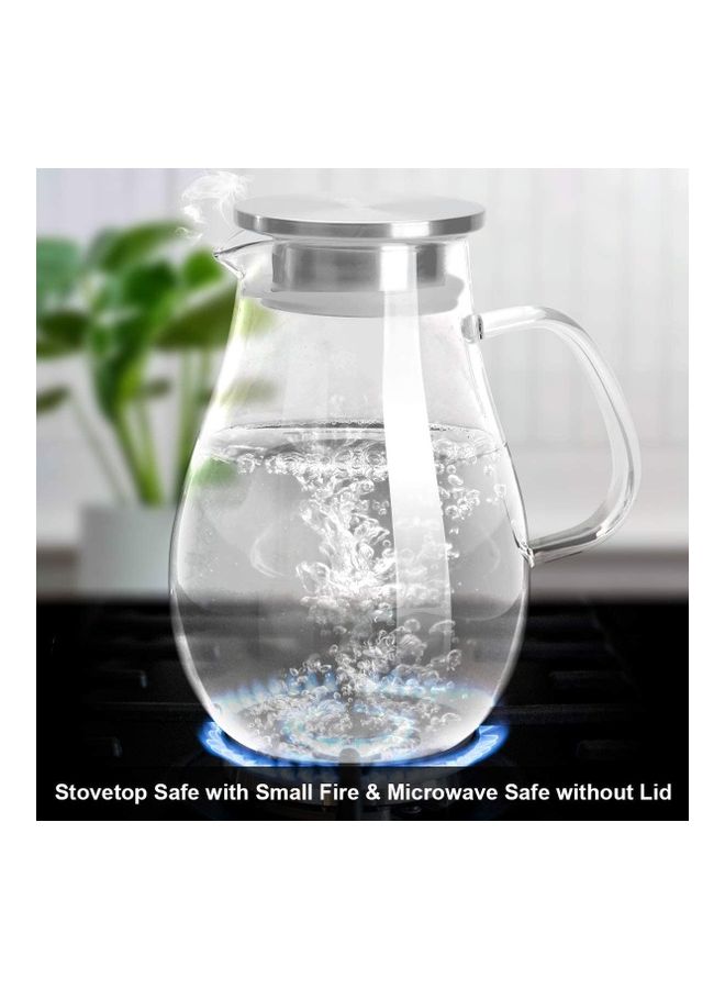 NIBEMINENT Glass Jug With Brush Clear/Silver - Image 5