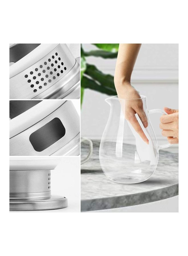 NIBEMINENT Glass Jug With Brush Clear/Silver - Image 4